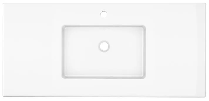 Lavabo a incasso rettangolare vasca centrale Neo L 106 x H 11 x P 49 cm in porcellana bianco lucido