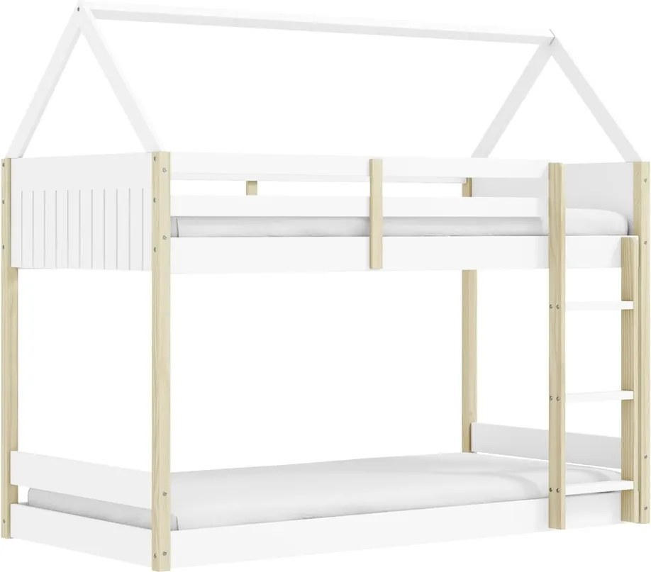 Letto da bambini a forma di casa/a castello bianco/di colore naturale 90x190 cm Valka – Marckeric