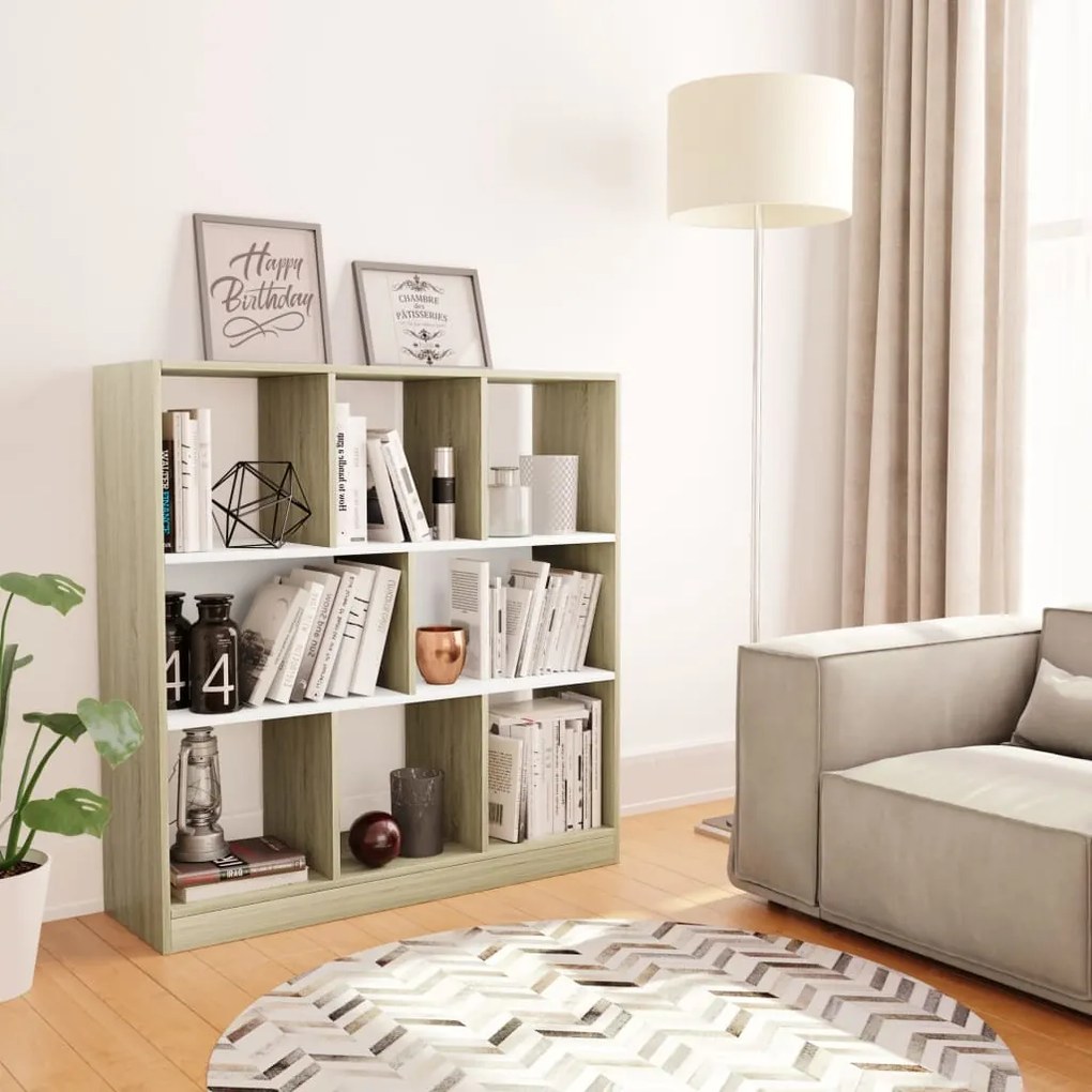 Libreria Bianca E Rovere Sonoma 97,5x29,5x100 Cm Multistrato /