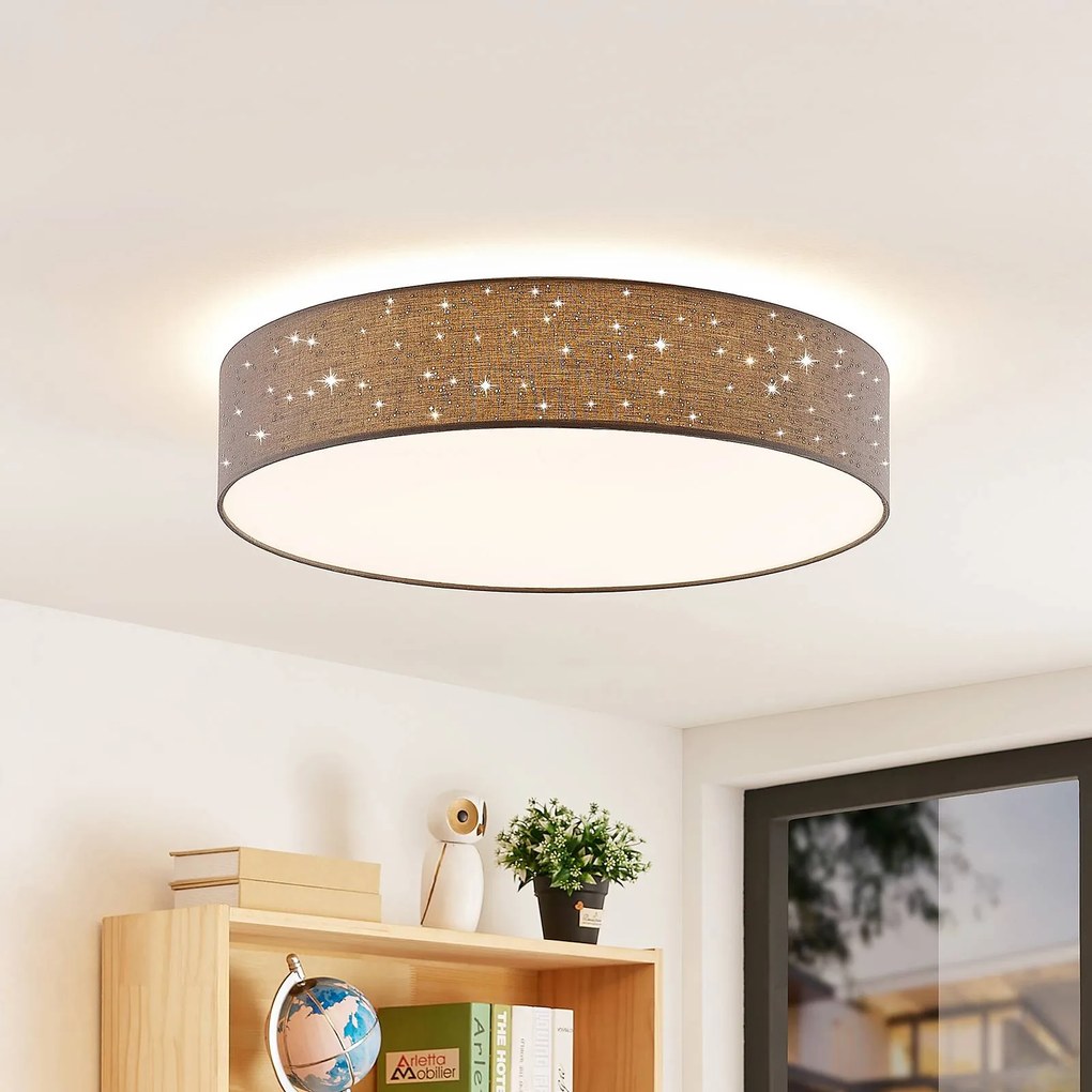 Lindby plafoniera LED Ellamina, Ø 60 cm, antracite, tessuto