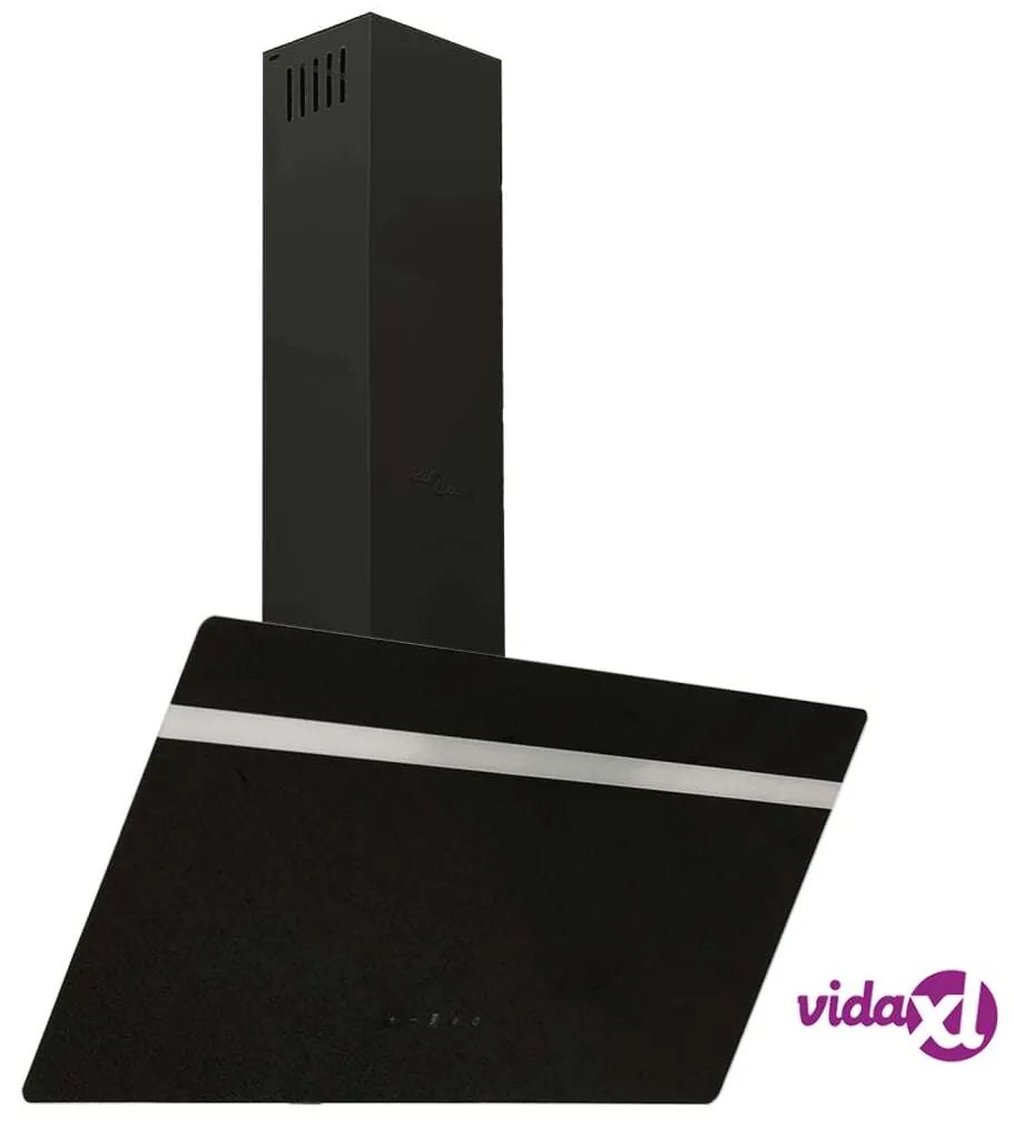 vidaXL Cappa a Parete 90 cm in Acciaio e Vetro Temperato Nero