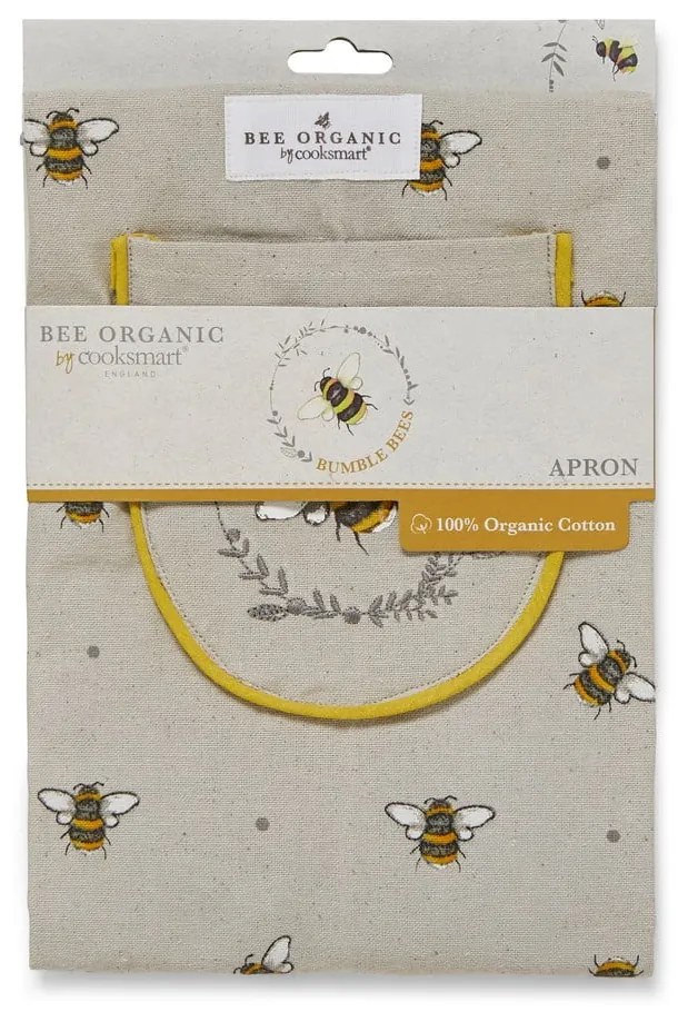 Grembiule in cotone beige e giallo Bumble Bees - Cooksmart ®