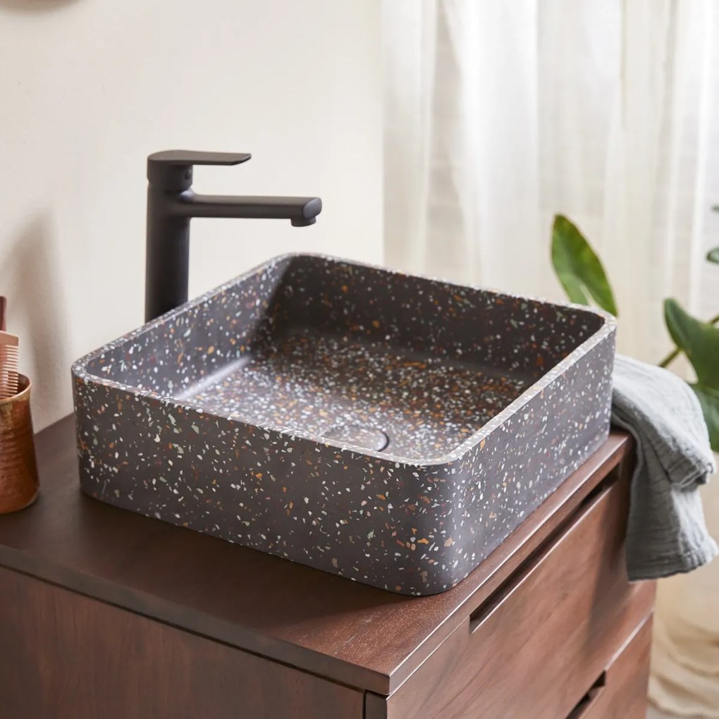 Tikamoon - Lavabo quadrato in battuto di terrazzo coriandoli Thaïs