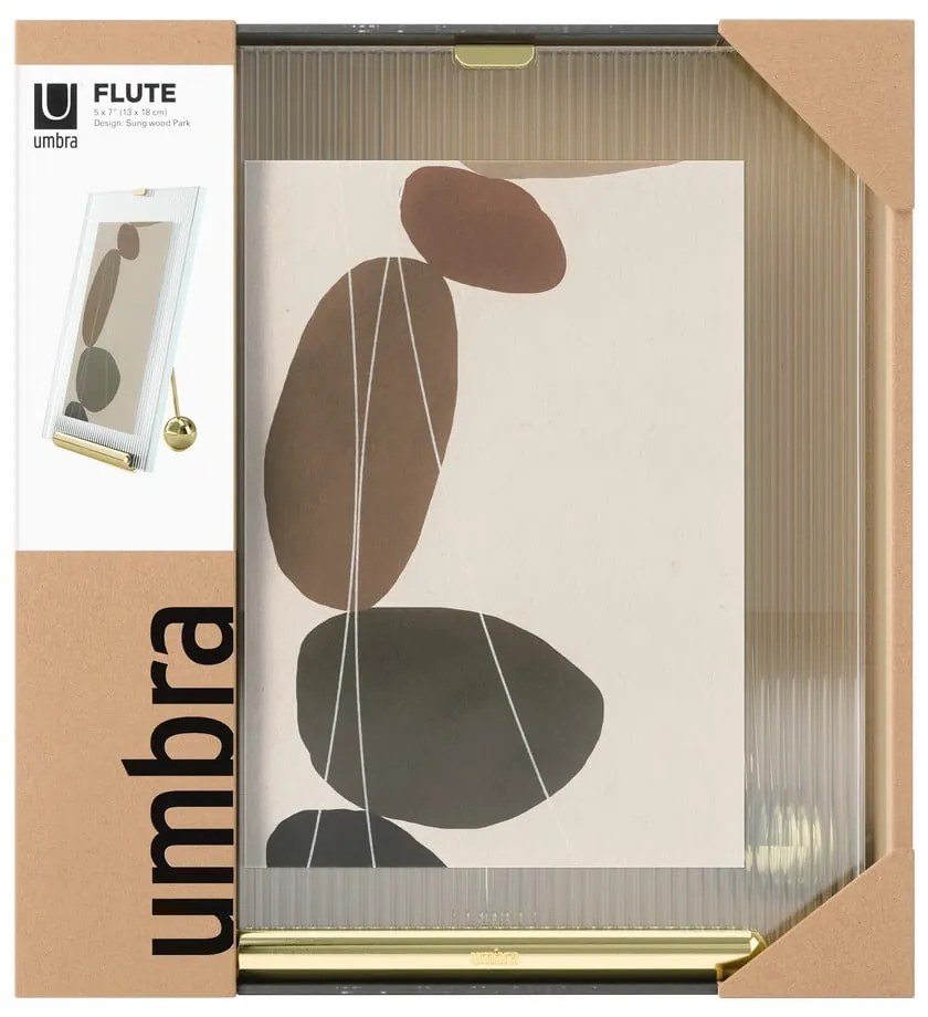 Cornice dorata in vetro verticale con sostegno 19x23 cm Flute – Umbra