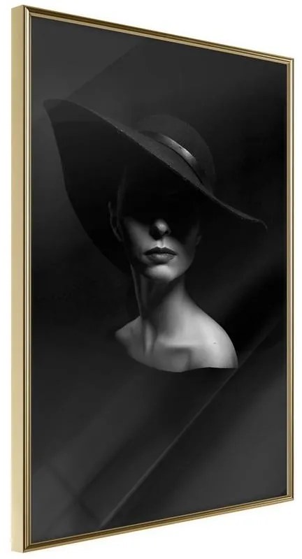 Poster  Woman in a Hat  Cornice Quadri Cornice d'oro, Larghezza x Altezza Home decor 20x30