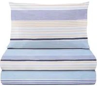 Completo letto singolo righe blu azzurre