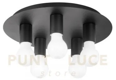 Plafoniera strike nera 5 luci attacco e27 35x35x86cm in metallo