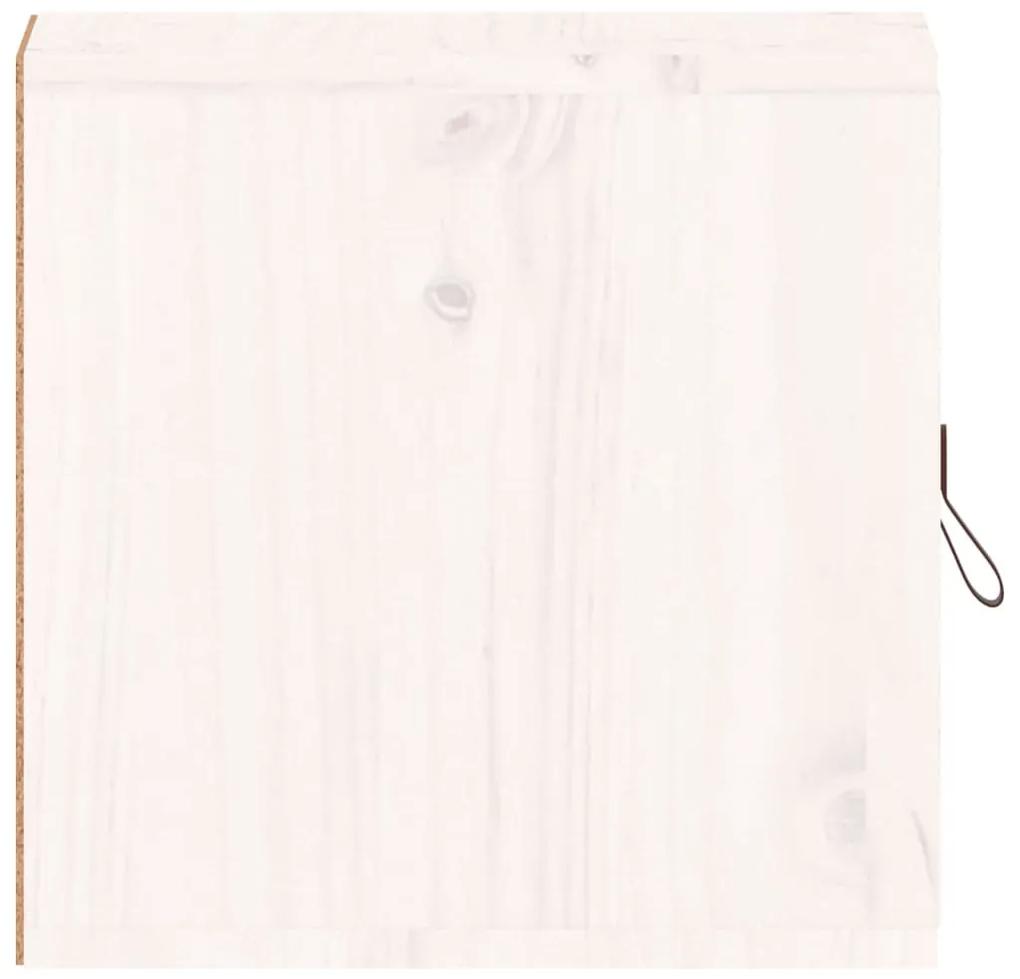 Pensile bianco 31,5x30x30 cm in legno massello di pino