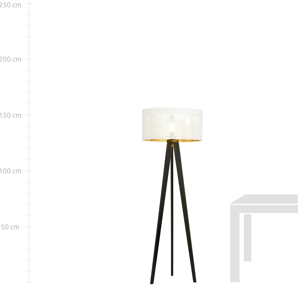 Piantana Moderno Drago Acciaio Nero Bianco 1 Luce E27 Ip20