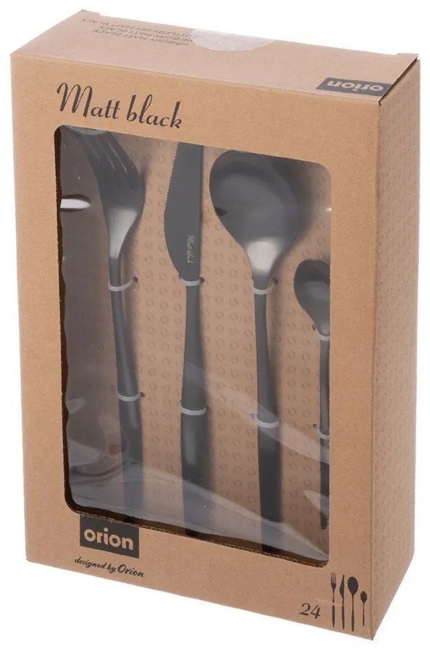 Posate nere in acciaio inox 24 pz – Orion