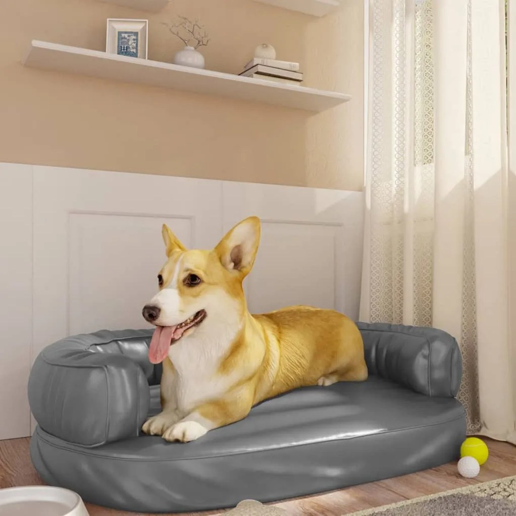 Letto Per Cani Ergonomico Gommapiuma Grigio 75x53 Cm Similpelle /