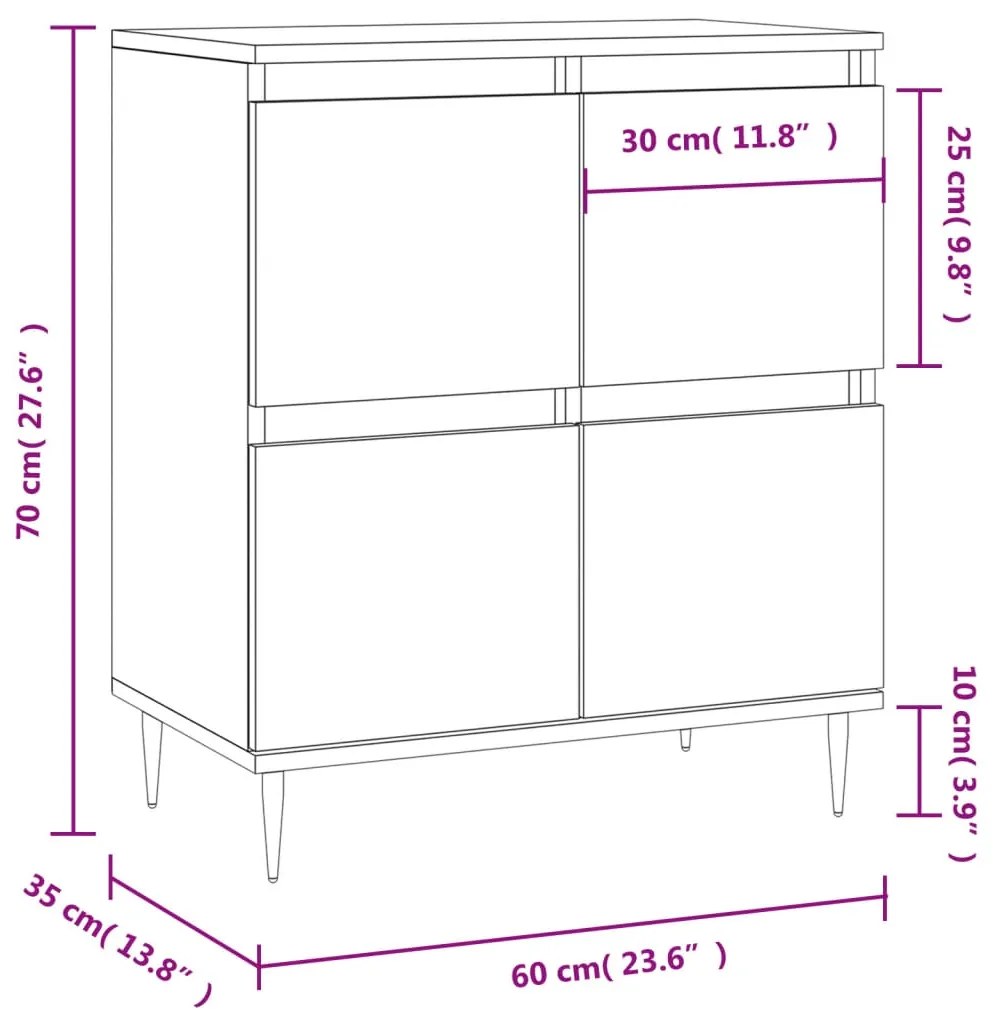 Credenza Nero 60x35x70 cm in Legno Multistrato