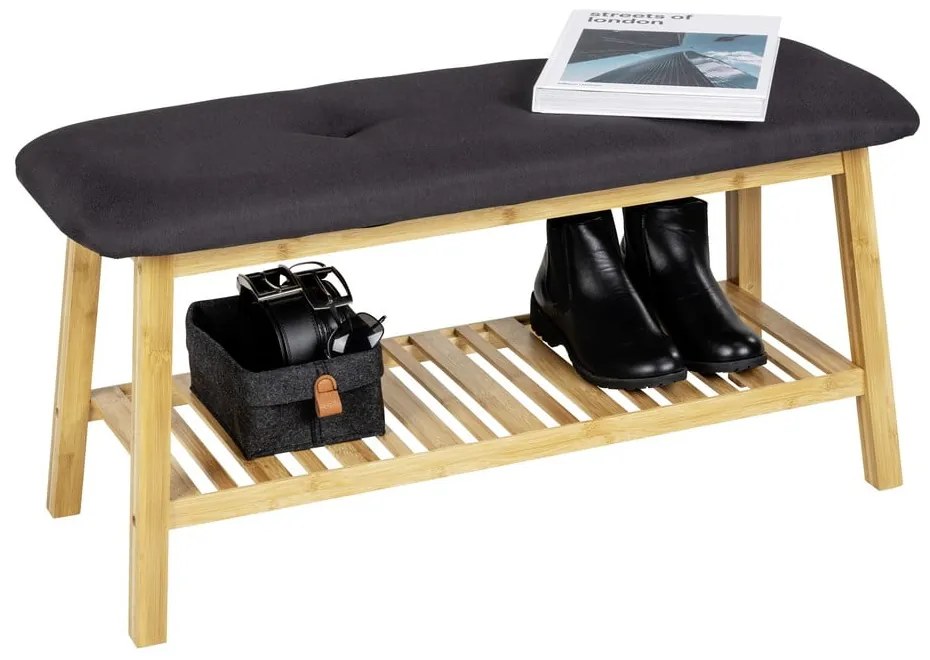 Scarpiera in bambù nero/naturale con panca Ecori - Wenko