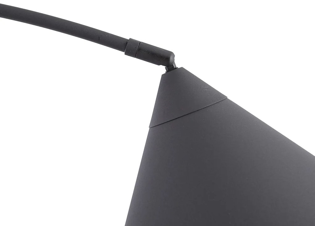 Lampada da terra retrò nera con interno bianco - Triangolo