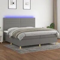 Letto a Molle Materasso e LED Grigio Scuro 200x200cm in Tessuto 3135542