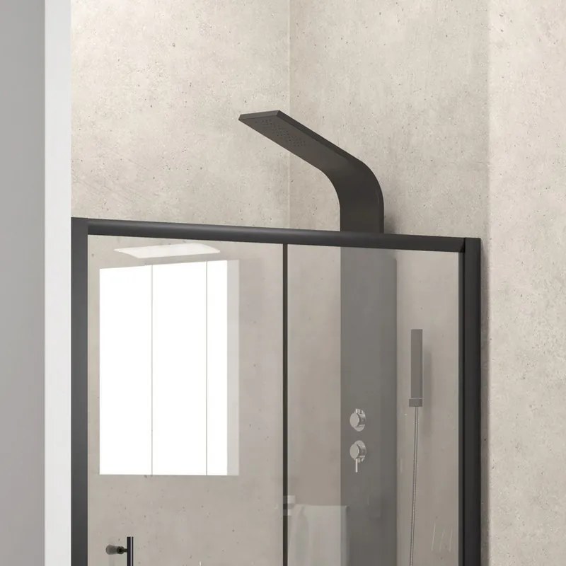 Porta doccia nicchia 100cm telaio colore nero anticalcare KFN5000 - KAMALU