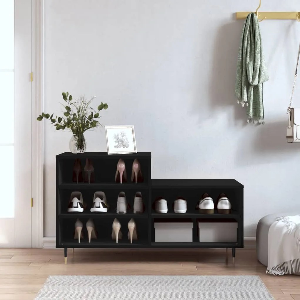 Scarpiera Nera 102x36x60 Cm İn Legno Multistrato /