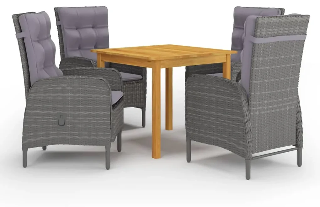 Set mobili da pranzo per giardino 5 pz grigio