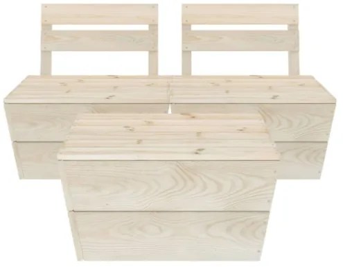 Set Divani da Giardino su Pallet 3 pz in Legno Abete Impregnato