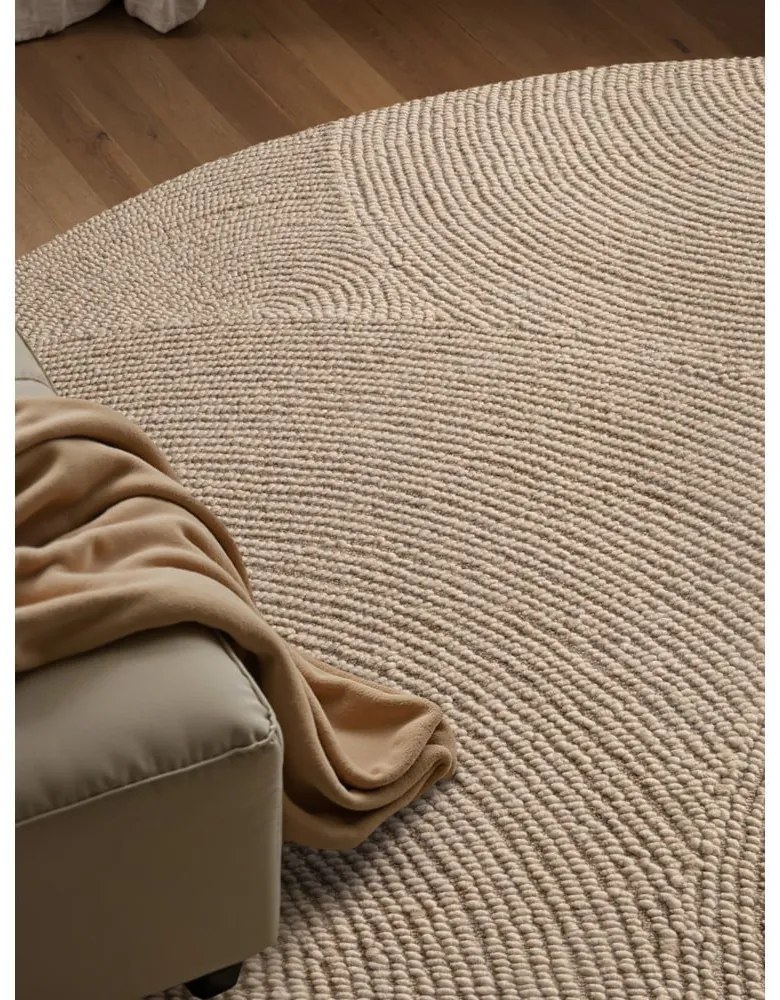 Tappeto rotondo beige in lana tessuto a mano ø 120 cm Eleni Light Beige – Hanse Home