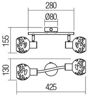 Redo 04-517 - Faretto da parete TORN 2xE14/28W/230V