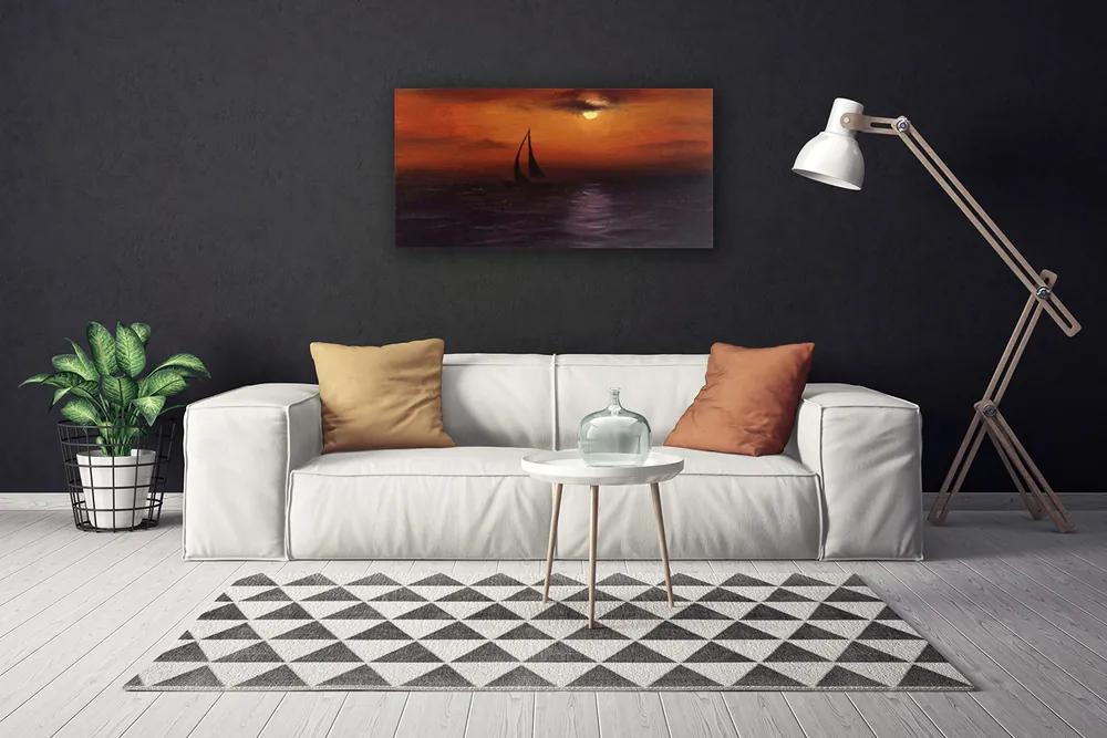 Quadro su tela Paesaggio della barca del mare 100x50 cm