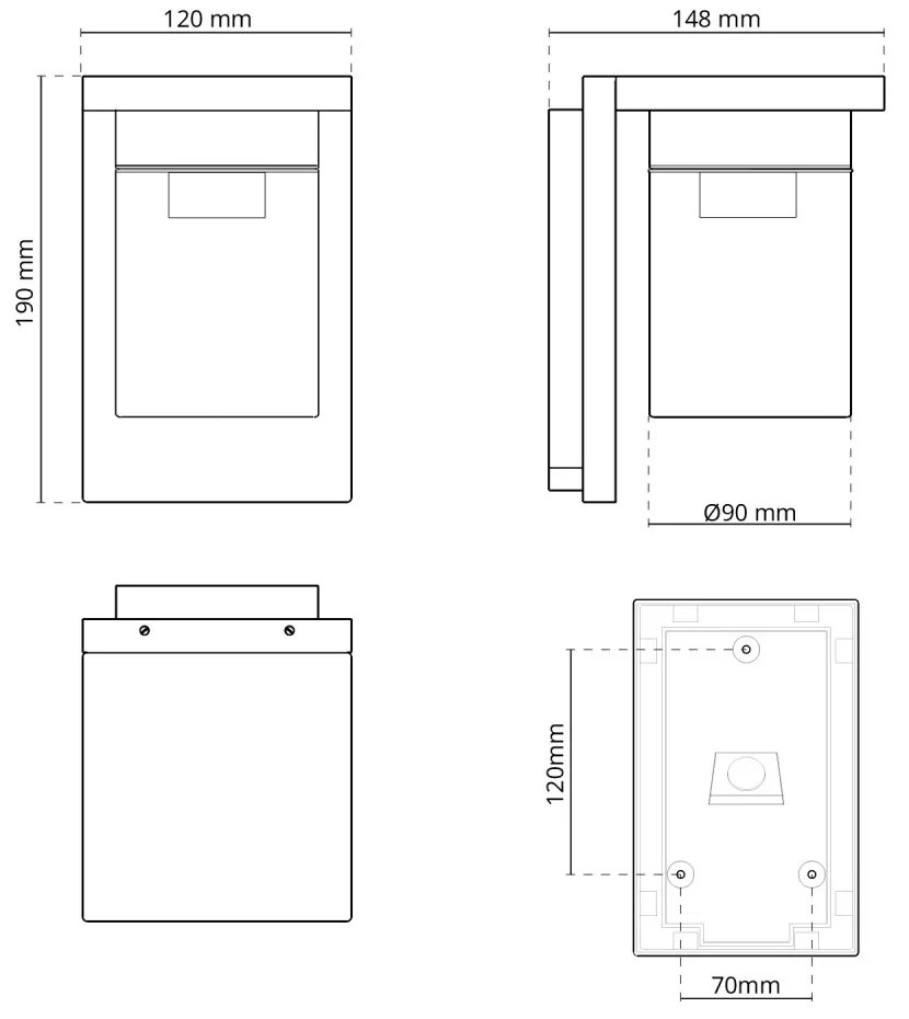 Applique Bianca da Parete, Base E27, IP54 - Serie RIGA Base E27