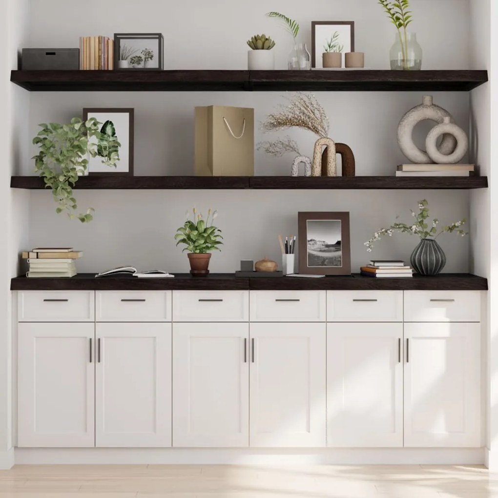 Ripiano Marrone Scuro 200x50x(2-6) Cm Massello Rovere Trattato /