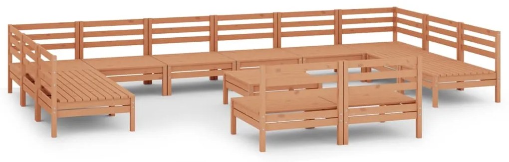 Set Salotto da Giardino 13 pz in Legno Massello di Pino Miele