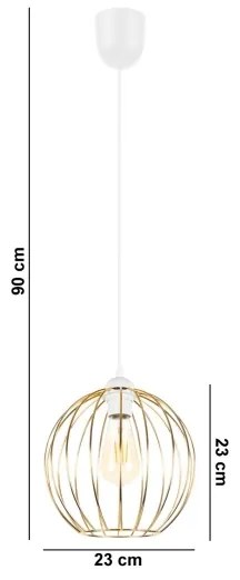 Lampadario a sospensione con filo MATT 1xE27/60W/230V bianco/oro