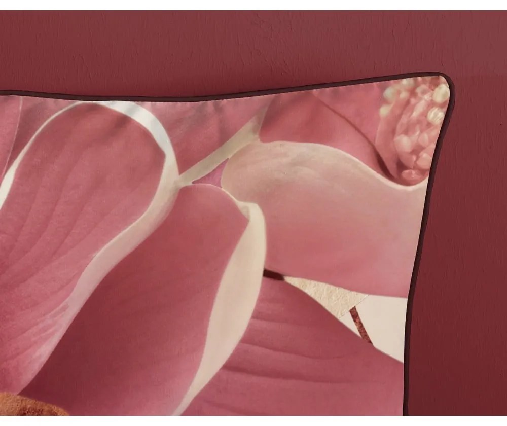 Set copripiumino e federa rosa/beige in raso di cotone per letto singolo ed esteso 140x220 cm Chaja – Descanso