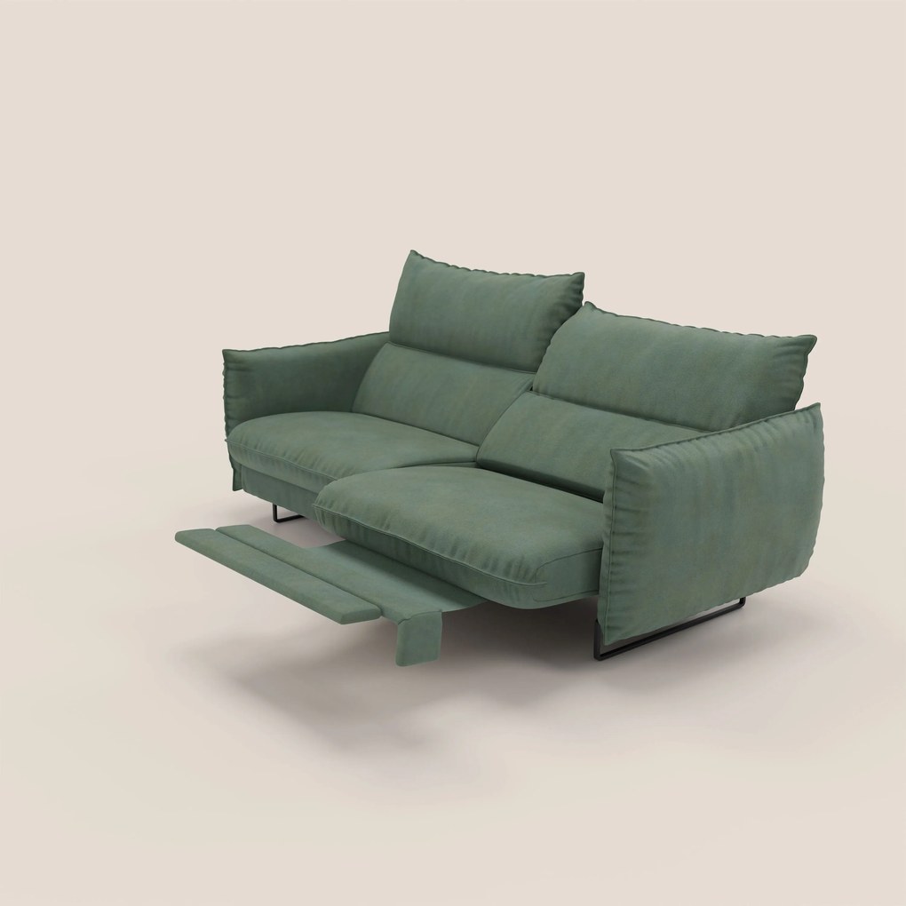 Monamour Divano dal design moderno con opzione relax elettrico in microfibra smacchiabile impermeabile T11 verde