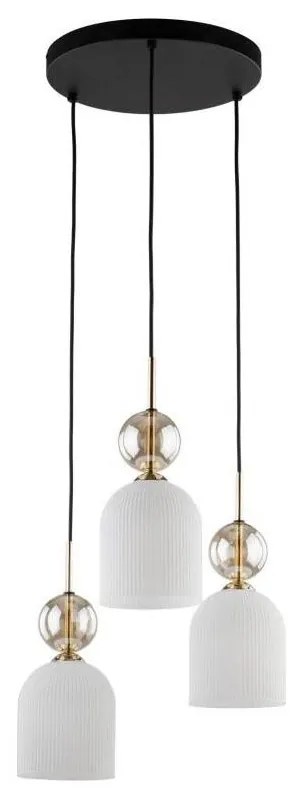 Lampadario sospeso su cavo SOPHIA 3xE14/10W/230V nero/fumé beige/bianco