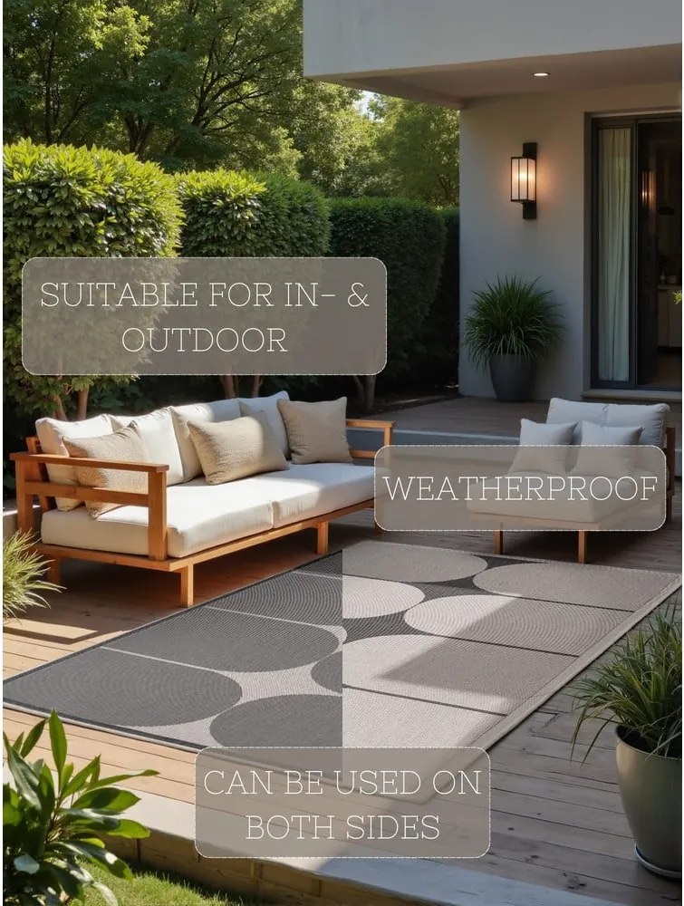 Tappeto da interno/esterno bianco e nero 200x290 cm Duet Bowen – NORTHRUGS