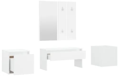 Set di Mobili da Corridoio Bianco Lucido in Legno Multistrato