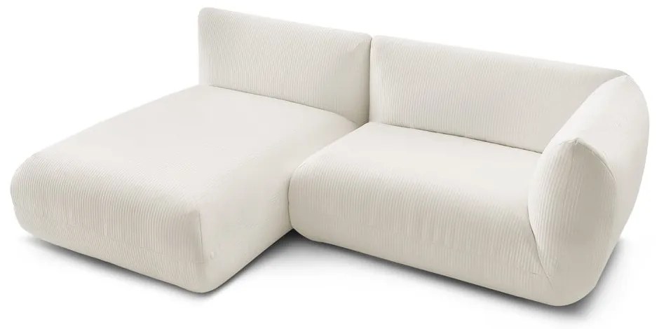 Divano angolare in velluto a coste bianco (angolo sinistro) Lecomte - Bobochic Paris