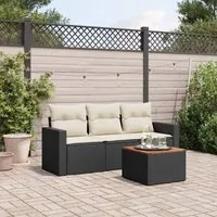 Set Divani da Giardino 4 pz con Cuscini Nero in Polyrattan 3256322