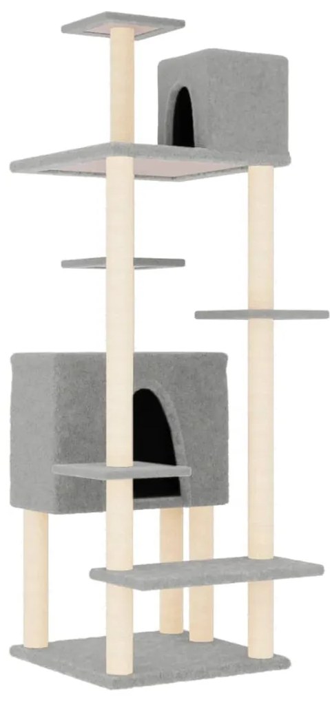 Albero per gatti con tiragraffi in sisal grigio chiaro 154 cm