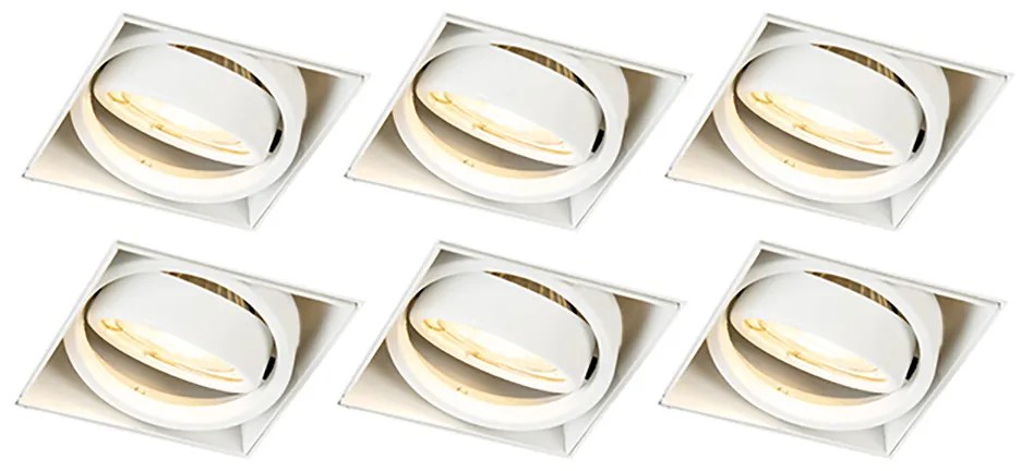 Set di 6 faretti incassati bianchi GU10 orientabili senza cornice - Oneon