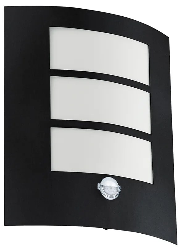 Applique Esterno Sensore Contemp City Metallo Nero Policarbonato Bianco E27