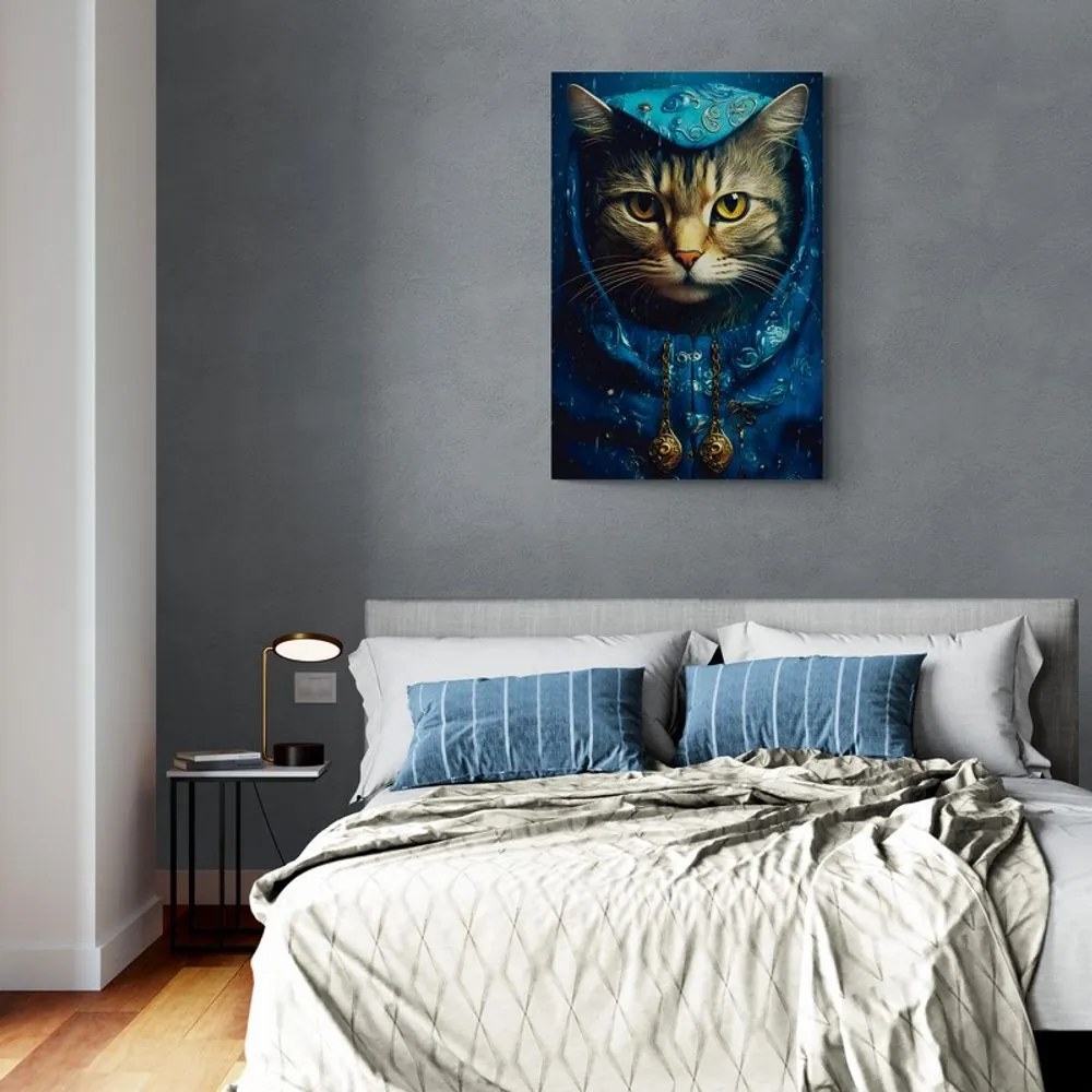 Stampa su tela – Gatto blu-oro