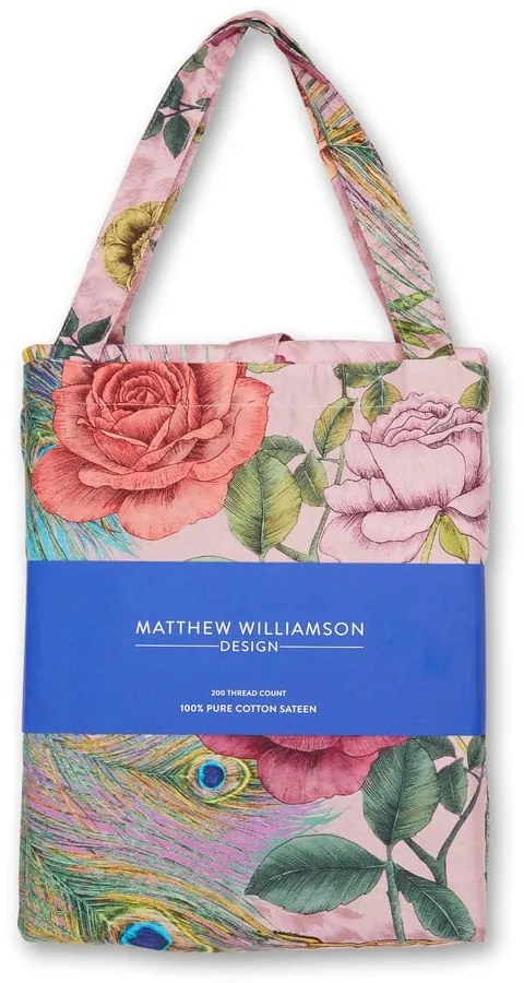 Set copripiumino e federa rosa in raso di cotone per letto matrimoniale 200x200 cm Xanadu Peacock – Matthew Williamson