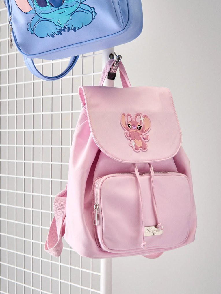 Sinsay - Zaino in nylon con tasca Stitch - rosa pastello