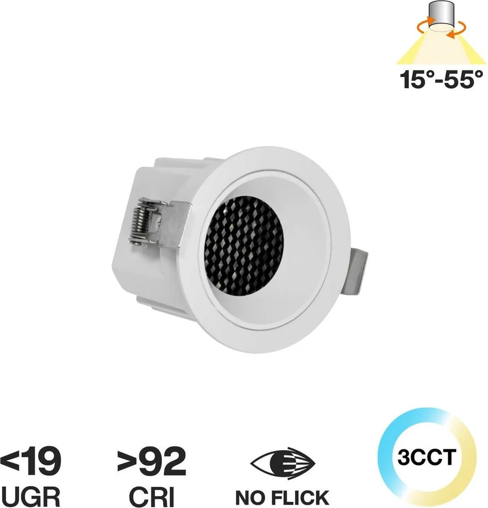 Faro da Incasso Bianco 8W Foro Ø55mm CCT 15°-55° con driver Philips Colore Bianco Variabile CCT
