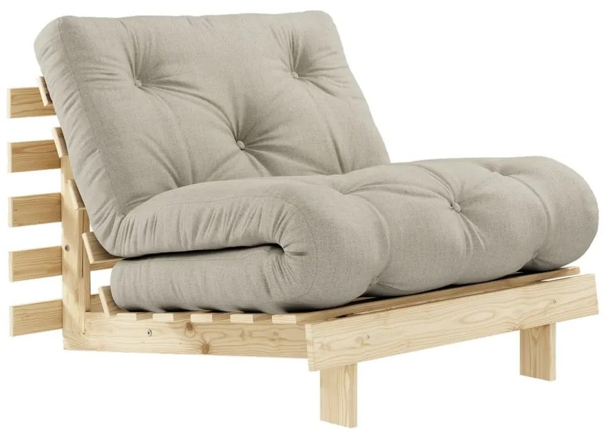 Poltrona greige allungabile con rivestimento in lino Roots – Karup Design