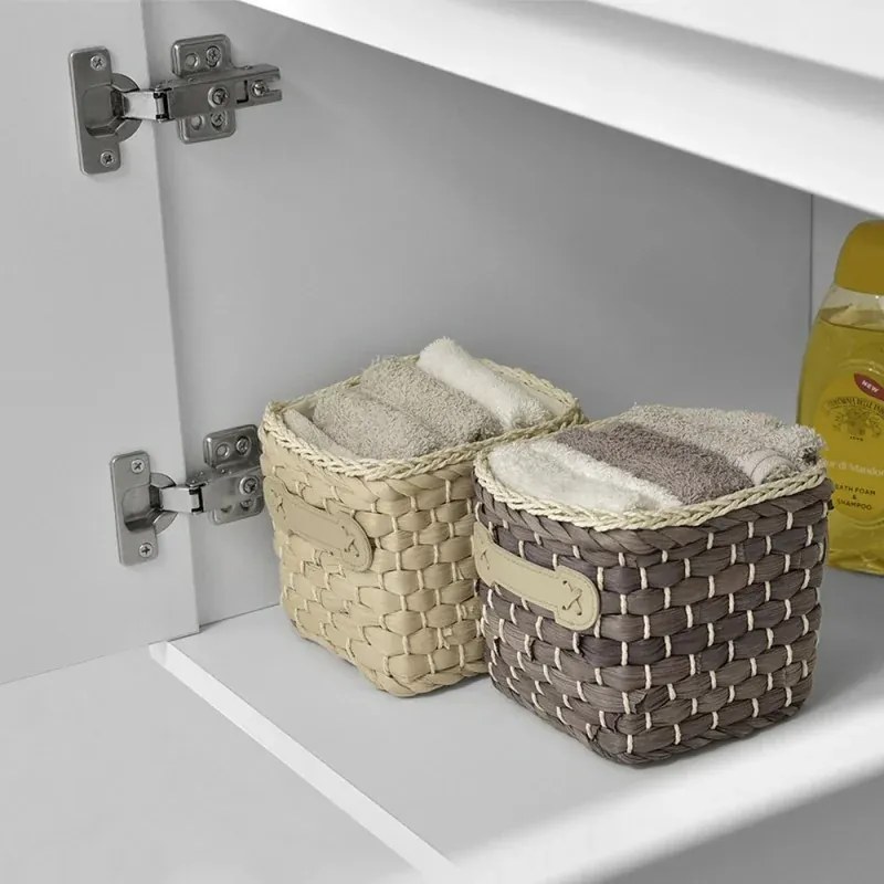 Composizione bagno sospesa 90 cm Duble bianco lucido con top e specchio
