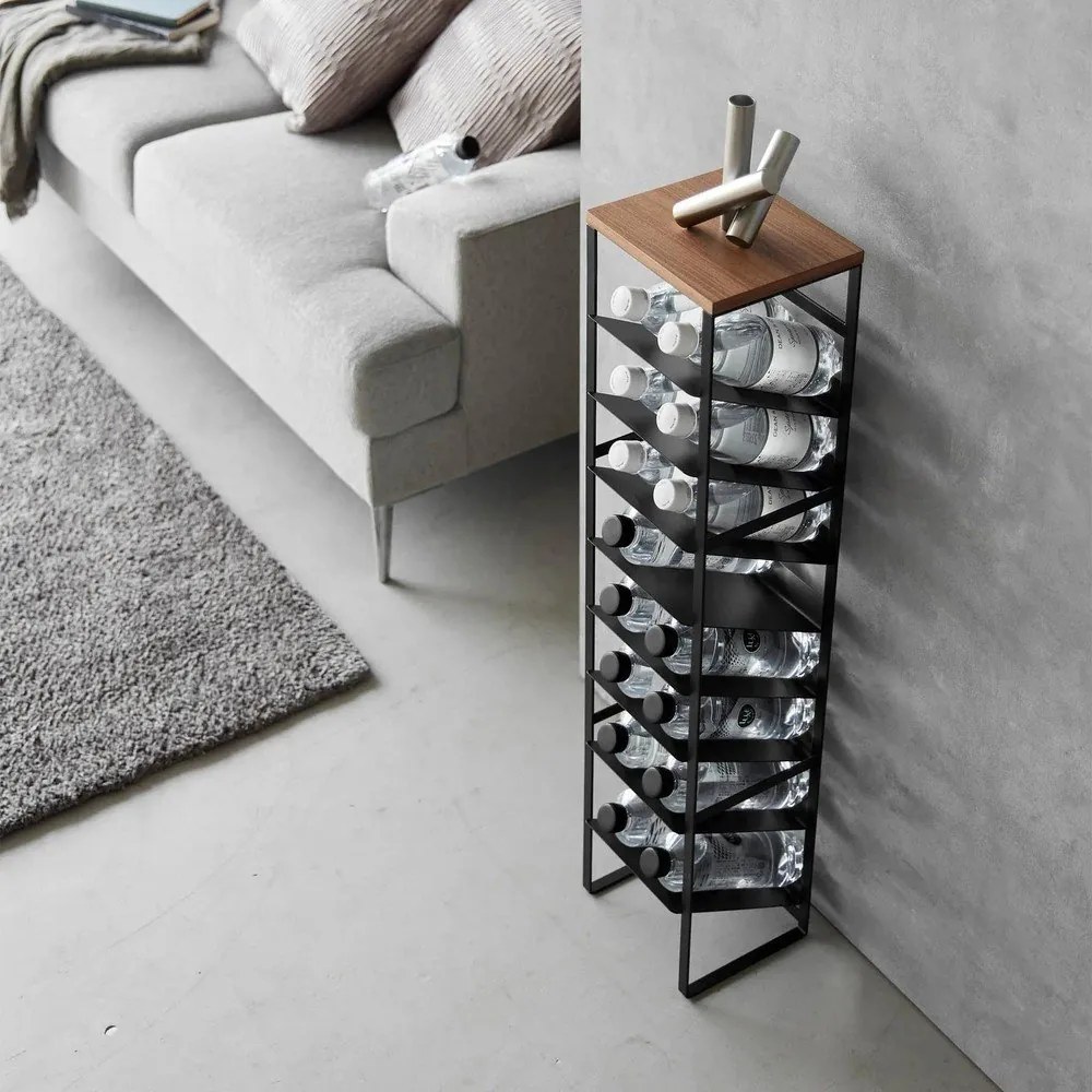 Portabottiglie nero in metallo numero di bottiglie 16 20x88,5x19 cm Tower – YAMAZAKI