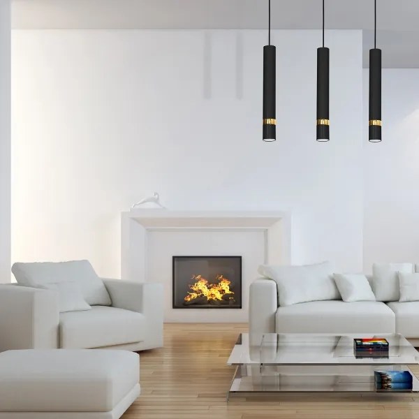 Lampadario a sospensione con cavo JOKER 3xGU10/25W/230V nero/oro