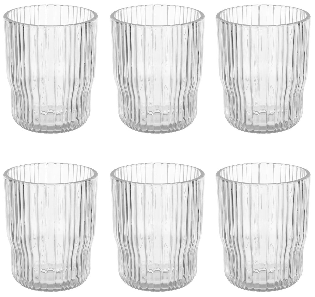 Set 6 bicchieri acqua vetro Geo 280 ml