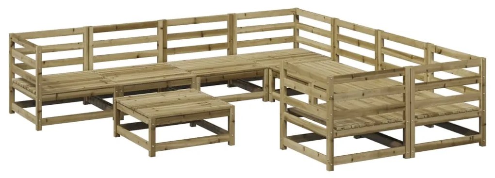 Set divani da giardino 9 pz in legno impregnato di pino